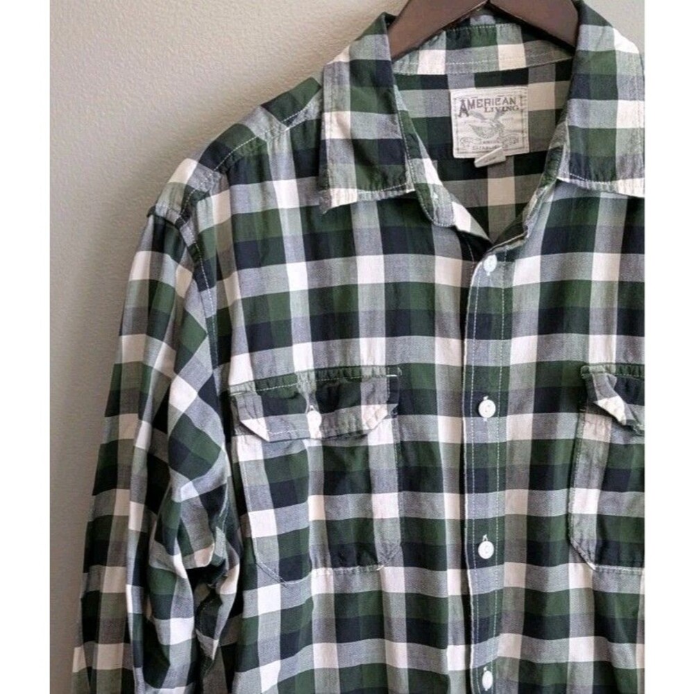 American Living Green Plaid Shirt Mens XL RL Style Preppy Coastal Workwear